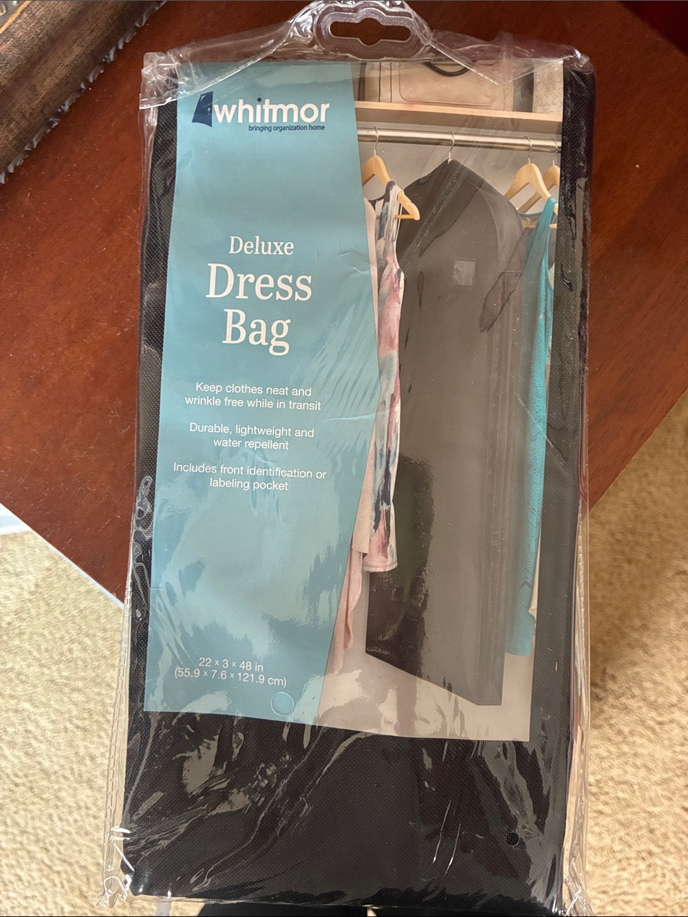 Whitmor Deluxe Black Dress Bag – Protective Garment Cover